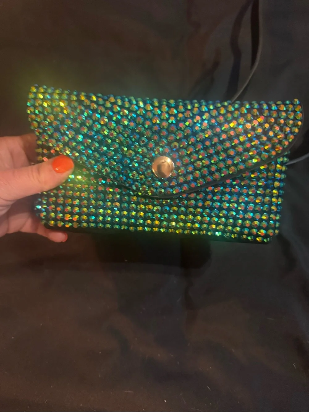 Emerald Iridescent Crystal Clutch - Women Bags